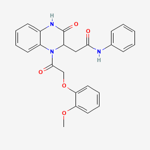 molecular formula C25H23N3O5 B11135026 2-{1-[(2-methoxyphenoxy)acetyl]-3-oxo-1,2,3,4-tetrahydroquinoxalin-2-yl}-N-phenylacetamide 