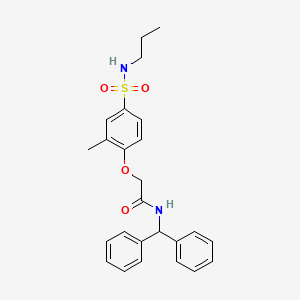 molecular formula C25H28N2O4S B11135049 N-(diphenylmethyl)-2-[2-methyl-4-(propylsulfamoyl)phenoxy]acetamide 