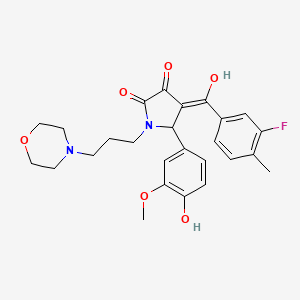 molecular formula C26H29FN2O6 B11135136 4-[(3-fluoro-4-methylphenyl)carbonyl]-3-hydroxy-5-(4-hydroxy-3-methoxyphenyl)-1-[3-(morpholin-4-yl)propyl]-1,5-dihydro-2H-pyrrol-2-one 