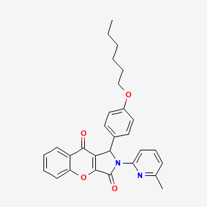 molecular formula C29H28N2O4 B11135149 1-[4-(Hexyloxy)phenyl]-2-(6-methylpyridin-2-yl)-1,2-dihydrochromeno[2,3-c]pyrrole-3,9-dione 