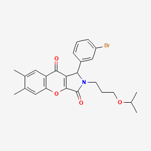 molecular formula C25H26BrNO4 B11135154 1-(3-Bromophenyl)-6,7-dimethyl-2-[3-(propan-2-yloxy)propyl]-1,2-dihydrochromeno[2,3-c]pyrrole-3,9-dione 