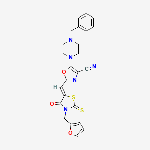 5-(4-benzylpiperazin-1-yl)-2-{(Z)-[3-(furan-2-ylmethyl)-4-oxo-2-thioxo-1,3-thiazolidin-5-ylidene]methyl}-1,3-oxazole-4-carbonitrile