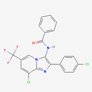 molecular formula C21H12Cl2F3N3O B11135162 N-[8-chloro-2-(4-chlorophenyl)-6-(trifluoromethyl)imidazo[1,2-a]pyridin-3-yl]benzamide 