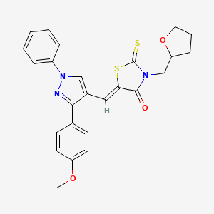 (5Z)-5-{[3-(4-methoxyphenyl)-1-phenyl-1H-pyrazol-4-yl]methylidene}-3-(tetrahydrofuran-2-ylmethyl)-2-thioxo-1,3-thiazolidin-4-one