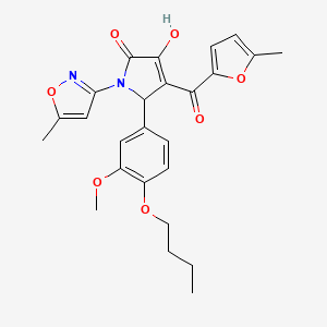 (4E)-5-(4-butoxy-3-methoxyphenyl)-4-[hydroxy(5-methylfuran-2-yl)methylidene]-1-(5-methyl-1,2-oxazol-3-yl)pyrrolidine-2,3-dione