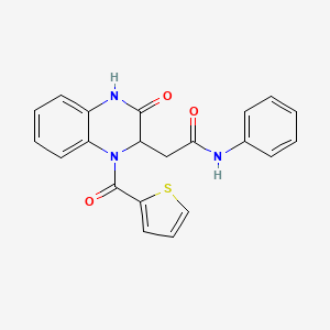 molecular formula C21H17N3O3S B11135222 2-[3-oxo-1-(2-thienylcarbonyl)-1,2,3,4-tetrahydro-2-quinoxalinyl]-N~1~-phenylacetamide 