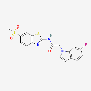 2-(6-fluoro-1H-indol-1-yl)-N-[6-(methylsulfonyl)-1,3-benzothiazol-2-yl]acetamide