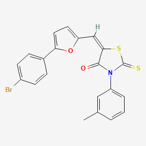 molecular formula C21H14BrNO2S2 B11135309 (5E)-5-{[5-(4-Bromophenyl)furan-2-YL]methylidene}-3-(3-methylphenyl)-2-sulfanylidene-1,3-thiazolidin-4-one 