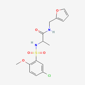 molecular formula C15H17ClN2O5S B11135310 N~2~-[(5-chloro-2-methoxyphenyl)sulfonyl]-N-(furan-2-ylmethyl)alaninamide 