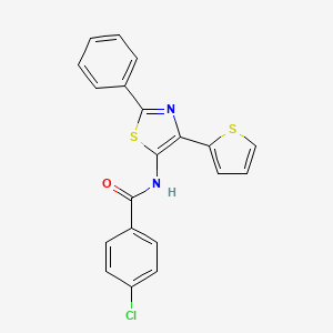 4-chloro-N-[2-phenyl-4-(thiophen-2-yl)-1,3-thiazol-5-yl]benzamide