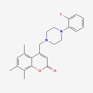 molecular formula C23H25FN2O2 B11135383 4-{[4-(2-fluorophenyl)piperazin-1-yl]methyl}-5,7,8-trimethyl-2H-chromen-2-one 