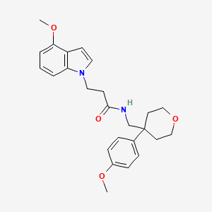 3-(4-methoxy-1H-indol-1-yl)-N-{[4-(4-methoxyphenyl)tetrahydro-2H-pyran-4-yl]methyl}propanamide