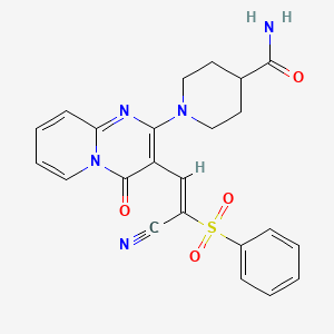 molecular formula C23H21N5O4S B11135466 1-[3-[(E)-2-(benzenesulfonyl)-2-cyanoethenyl]-4-oxopyrido[1,2-a]pyrimidin-2-yl]piperidine-4-carboxamide 