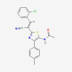 N-{2-[(E)-2-(2-chlorophenyl)-1-cyanoethenyl]-4-(4-methylphenyl)-1,3-thiazol-5-yl}acetamide