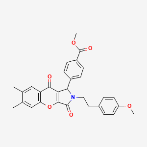 molecular formula C30H27NO6 B11135472 Methyl 4-{2-[2-(4-methoxyphenyl)ethyl]-6,7-dimethyl-3,9-dioxo-1,2,3,9-tetrahydrochromeno[2,3-c]pyrrol-1-yl}benzoate 