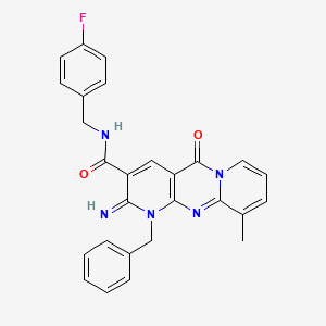 7-benzyl-N-[(4-fluorophenyl)methyl]-6-imino-11-methyl-2-oxo-1,7,9-triazatricyclo[8.4.0.03,8]tetradeca-3(8),4,9,11,13-pentaene-5-carboxamide