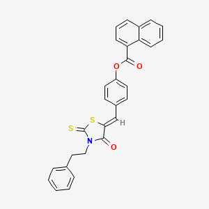 4-{(Z)-[4-oxo-3-(2-phenylethyl)-2-thioxo-1,3-thiazolidin-5-ylidene]methyl}phenyl naphthalene-1-carboxylate