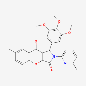 molecular formula C27H24N2O6 B11135544 7-Methyl-2-(6-methylpyridin-2-yl)-1-(3,4,5-trimethoxyphenyl)-1,2-dihydrochromeno[2,3-c]pyrrole-3,9-dione 