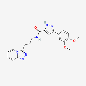 molecular formula C21H22N6O3 B11135562 5-(3,4-Dimethoxyphenyl)-N-(3-{[1,2,4]triazolo[4,3-A]pyridin-3-YL}propyl)-1H-pyrazole-3-carboxamide 