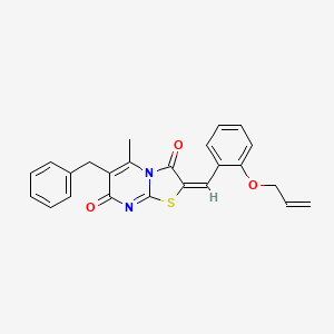 molecular formula C24H20N2O3S B11135573 (2E)-6-benzyl-5-methyl-2-[2-(prop-2-en-1-yloxy)benzylidene]-7H-[1,3]thiazolo[3,2-a]pyrimidine-3,7(2H)-dione 