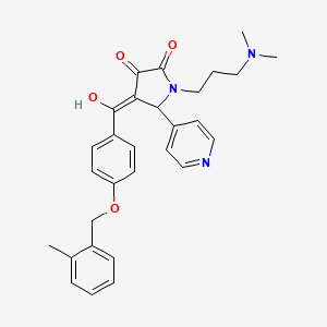 molecular formula C29H31N3O4 B11135605 1-[3-(dimethylamino)propyl]-3-hydroxy-4-({4-[(2-methylbenzyl)oxy]phenyl}carbonyl)-5-(pyridin-4-yl)-1,5-dihydro-2H-pyrrol-2-one 