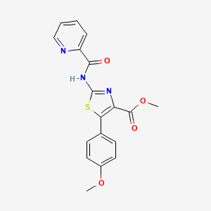 molecular formula C18H15N3O4S B11135609 Methyl 5-(4-methoxyphenyl)-2-[(2-pyridylcarbonyl)amino]-1,3-thiazole-4-carboxylate 