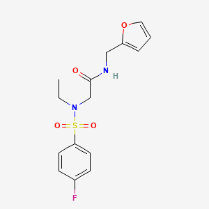 molecular formula C15H17FN2O4S B11135694 2-[Ethyl-(4-fluoro-benzenesulfonyl)-amino]-N-furan-2-ylmethyl-acetamide 