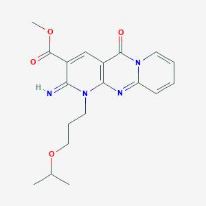 methyl 6-imino-2-oxo-7-(3-propan-2-yloxypropyl)-1,7,9-triazatricyclo[8.4.0.03,8]tetradeca-3(8),4,9,11,13-pentaene-5-carboxylate