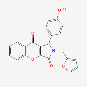 molecular formula C22H15NO5 B11135826 2-(Furan-2-ylmethyl)-1-(4-hydroxyphenyl)-1,2-dihydrochromeno[2,3-c]pyrrole-3,9-dione 