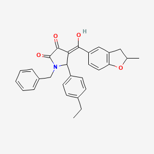 molecular formula C29H27NO4 B11135835 1-Benzyl-5-(4-ethylphenyl)-3-hydroxy-4-(2-methyl-2,3-dihydro-1-benzofuran-5-carbonyl)-2,5-dihydro-1H-pyrrol-2-one 