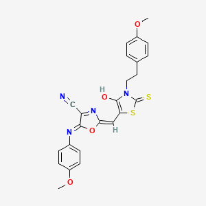 5-[(4-methoxyphenyl)amino]-2-[(E)-{3-[2-(4-methoxyphenyl)ethyl]-4-oxo-2-thioxo-1,3-thiazolidin-5-ylidene}methyl]-1,3-oxazole-4-carbonitrile