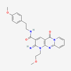 6-imino-7-(2-methoxyethyl)-N-[2-(4-methoxyphenyl)ethyl]-2-oxo-1,7,9-triazatricyclo[8.4.0.0^{3,8}]tetradeca-3(8),4,9,11,13-pentaene-5-carboxamide