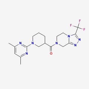 molecular formula C18H22F3N7O B11135866 [1-(4,6-dimethyl-2-pyrimidinyl)-3-piperidyl][3-(trifluoromethyl)-5,6-dihydro[1,2,4]triazolo[4,3-a]pyrazin-7(8H)-yl]methanone 