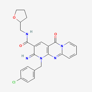 7-[(4-chlorophenyl)methyl]-6-imino-2-oxo-N-[(oxolan-2-yl)methyl]-1,7,9-triazatricyclo[8.4.0.0^{3,8}]tetradeca-3(8),4,9,11,13-pentaene-5-carboxamide