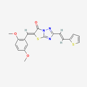 molecular formula C19H15N3O3S2 B11135897 (5Z)-5-(2,5-dimethoxybenzylidene)-2-[(E)-2-(thiophen-2-yl)ethenyl][1,3]thiazolo[3,2-b][1,2,4]triazol-6(5H)-one 