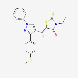 molecular formula C23H21N3OS3 B11135917 (5Z)-3-ethyl-5-({3-[4-(ethylsulfanyl)phenyl]-1-phenyl-1H-pyrazol-4-yl}methylidene)-2-thioxo-1,3-thiazolidin-4-one 