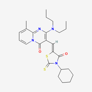 molecular formula C25H32N4O2S2 B11135940 3-[(Z)-(3-cyclohexyl-4-oxo-2-thioxo-1,3-thiazolidin-5-ylidene)methyl]-2-(dipropylamino)-9-methyl-4H-pyrido[1,2-a]pyrimidin-4-one 