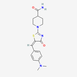 molecular formula C18H22N4O2S B11135941 1-{(5E)-5-[4-(dimethylamino)benzylidene]-4-oxo-4,5-dihydro-1,3-thiazol-2-yl}piperidine-4-carboxamide 