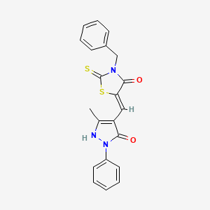 (5Z)-3-benzyl-5-[(5-hydroxy-3-methyl-1-phenyl-1H-pyrazol-4-yl)methylidene]-2-thioxo-1,3-thiazolidin-4-one