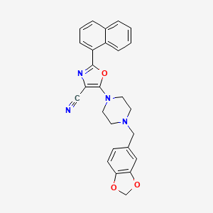 molecular formula C26H22N4O3 B11136004 5-[4-(1,3-Benzodioxol-5-ylmethyl)piperazin-1-yl]-2-(naphthalen-1-yl)-1,3-oxazole-4-carbonitrile 