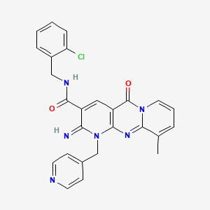 N-[(2-chlorophenyl)methyl]-6-imino-11-methyl-2-oxo-7-[(pyridin-4-yl)methyl]-1,7,9-triazatricyclo[8.4.0.0^{3,8}]tetradeca-3(8),4,9,11,13-pentaene-5-carboxamide