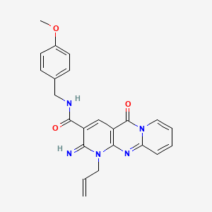 6-imino-N-[(4-methoxyphenyl)methyl]-2-oxo-7-prop-2-enyl-1,7,9-triazatricyclo[8.4.0.03,8]tetradeca-3(8),4,9,11,13-pentaene-5-carboxamide