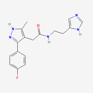 2-[5-(4-fluorophenyl)-3-methyl-1H-pyrazol-4-yl]-N-[2-(1H-imidazol-4-yl)ethyl]acetamide