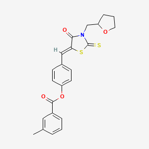 4-{(Z)-[4-oxo-3-(tetrahydrofuran-2-ylmethyl)-2-thioxo-1,3-thiazolidin-5-ylidene]methyl}phenyl 3-methylbenzoate