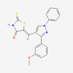 molecular formula C20H15N3O2S2 B11136150 (5Z)-5-{[3-(3-methoxyphenyl)-1-phenyl-1H-pyrazol-4-yl]methylidene}-2-thioxo-1,3-thiazolidin-4-one 