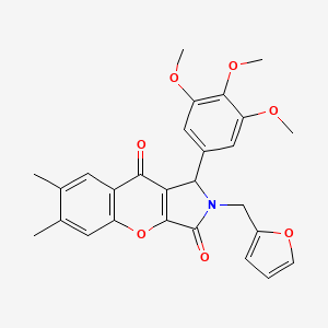 molecular formula C27H25NO7 B11136322 2-(Furan-2-ylmethyl)-6,7-dimethyl-1-(3,4,5-trimethoxyphenyl)-1,2-dihydrochromeno[2,3-c]pyrrole-3,9-dione 