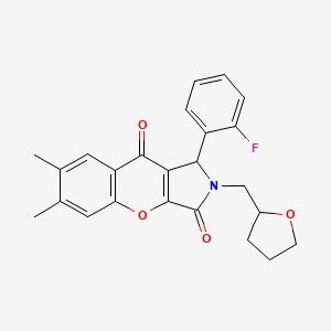 molecular formula C24H22FNO4 B11136338 1-(2-Fluorophenyl)-6,7-dimethyl-2-(tetrahydrofuran-2-ylmethyl)-1,2-dihydrochromeno[2,3-c]pyrrole-3,9-dione 