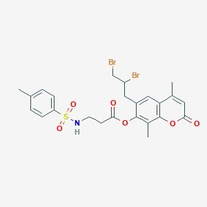 [6-(2,3-dibromopropyl)-4,8-dimethyl-2-oxochromen-7-yl] 3-[(4-methylphenyl)sulfonylamino]propanoate