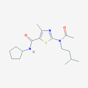 molecular formula C17H27N3O2S B11136491 2-[acetyl(isopentyl)amino]-N-cyclopentyl-4-methyl-1,3-thiazole-5-carboxamide 