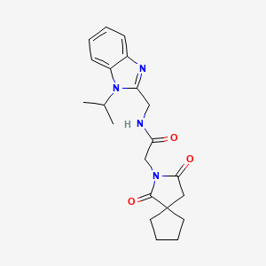 molecular formula C21H26N4O3 B11136499 2-(1,3-dioxo-2-azaspiro[4.4]non-2-yl)-N-[(1-isopropyl-1H-1,3-benzimidazol-2-yl)methyl]acetamide 